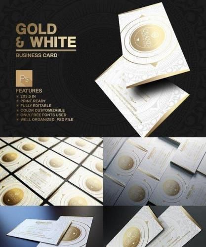 Gold And White Business Card