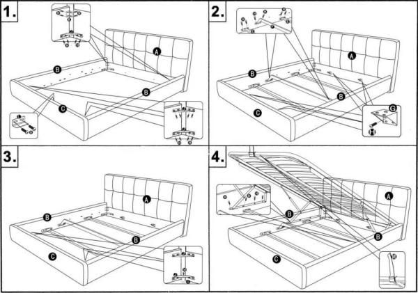 Сборка кровати с подъемным механизмом: этапы монтажа своими руками